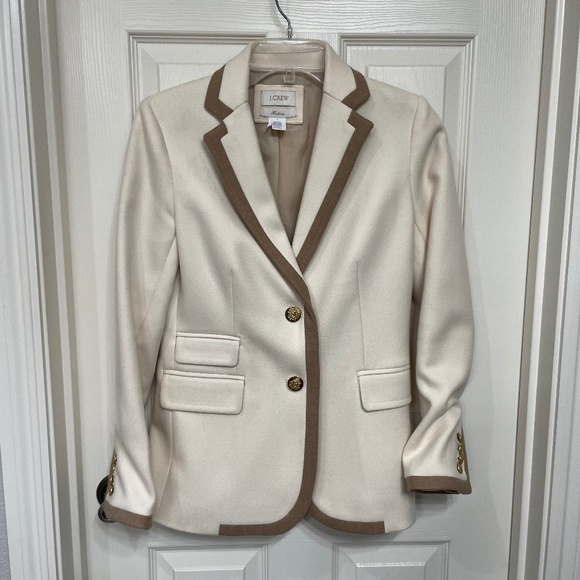 J. Crew Jackets & Blazers - J.Crew Tipped Wool Blazer Tan Ivory Size 4